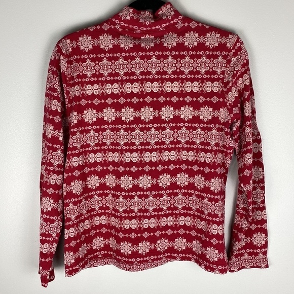 Christmas Ornament Snowflake Sweater Mock Neck Long Sleeve Large L Red White - Picture 5 of 5